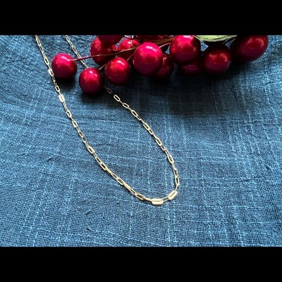 Paperclip Chain necklace 14k solid gold Necklace 20” inches perfect gift - Picture 5 of 15